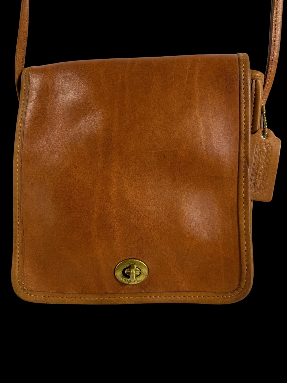 Coach Brown Leather Turn-Lock Messenger Bag